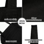 Black Gabardine Fabric Bag 35x40 cm (Customizable) - istecanta.com