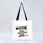 Gabardine Fabric Bag with Black Handle 40x35cm (Customizable) - istecanta.com