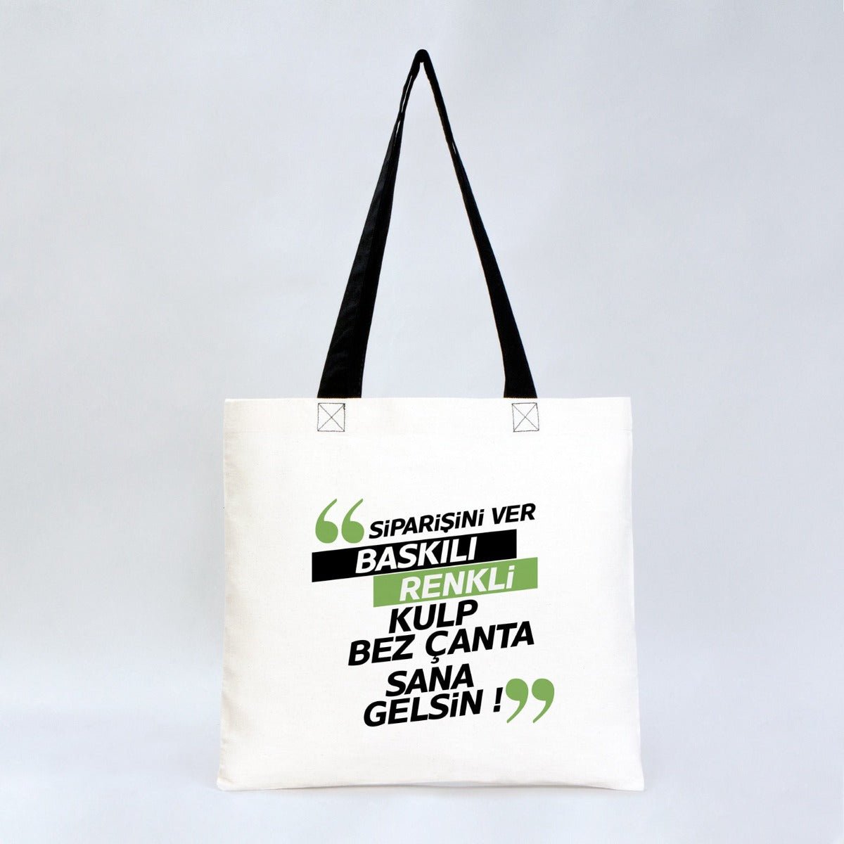 Gabardine Fabric Bag with Black Handle 40x35cm (Customizable) - istecanta.com