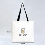 Gabardine Fabric Bag with Black Handle 40x35cm (Customizable) - istecanta.com