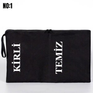Dirty - Clean Zippered Travel Bag, Black, 45x27 cm, Organizer Bag, Laundry Bag (Customizable)