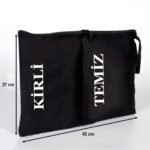 Dirty - Clean Zippered Travel Bag, Black, 45x27 cm, Organizer Bag, Laundry Bag (Customizable) - istecanta.com