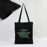 Black Gabardine Fabric Bag with Zipper 35x40cm (Customizable) - istecanta.com