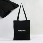 Black Gabardine Fabric Bag with Zipper 35x40cm (Customizable) - istecanta.com