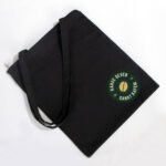 Black Gabardine Fabric Bag with Zipper 35x40cm (Customizable) - istecanta.com