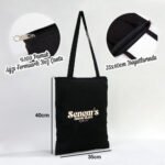 Black Gabardine Fabric Bag with Zipper 35x40cm (Customizable) - istecanta.com