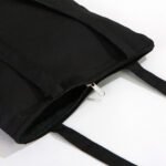 Black Gabardine Fabric Bag with Zipper 35x40cm (Customizable) - istecanta.com
