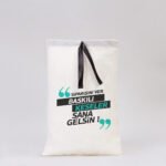 Black Ribboned Canvas Tote Bag - 20x30 cm (Customizable) - istecanta.com