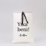 Black Ribboned Canvas Tote Bag - 20x30 cm (Customizable) - istecanta.com
