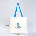 Gabardine Fabric Bag with Turquoise Handle 40x35cm (Customizable) - istecanta.com