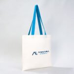 Gabardine Fabric Bag with Turquoise Handle 40x35cm (Customizable) - istecanta.com