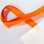 Gabardine Fabric Bag with Orange Handle 40x35cm (Customizable) - istecanta.com