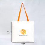 Gabardine Fabric Bag Orange Handle 40x35cm (Customizable) - istecanta.com
