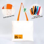Gabardine Fabric Bag Orange Handle 40x35cm (Customizable) - istecanta.com