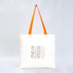 Gabardine Fabric Bag with Orange Handle 40x35cm (Customizable) - istecanta.com