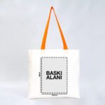 Gabardine Fabric Bag Orange Handle 40x35cm (Customizable) - istecanta.com