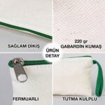 Canvas Pencil Case with Colored Zipper Green - Customizable - istecanta.com